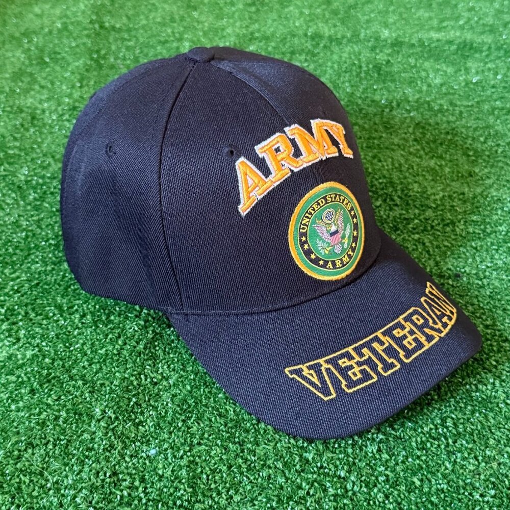 US Army Veteran Proudly Served Black Embroidered Adjustable Baseball Cap Hat